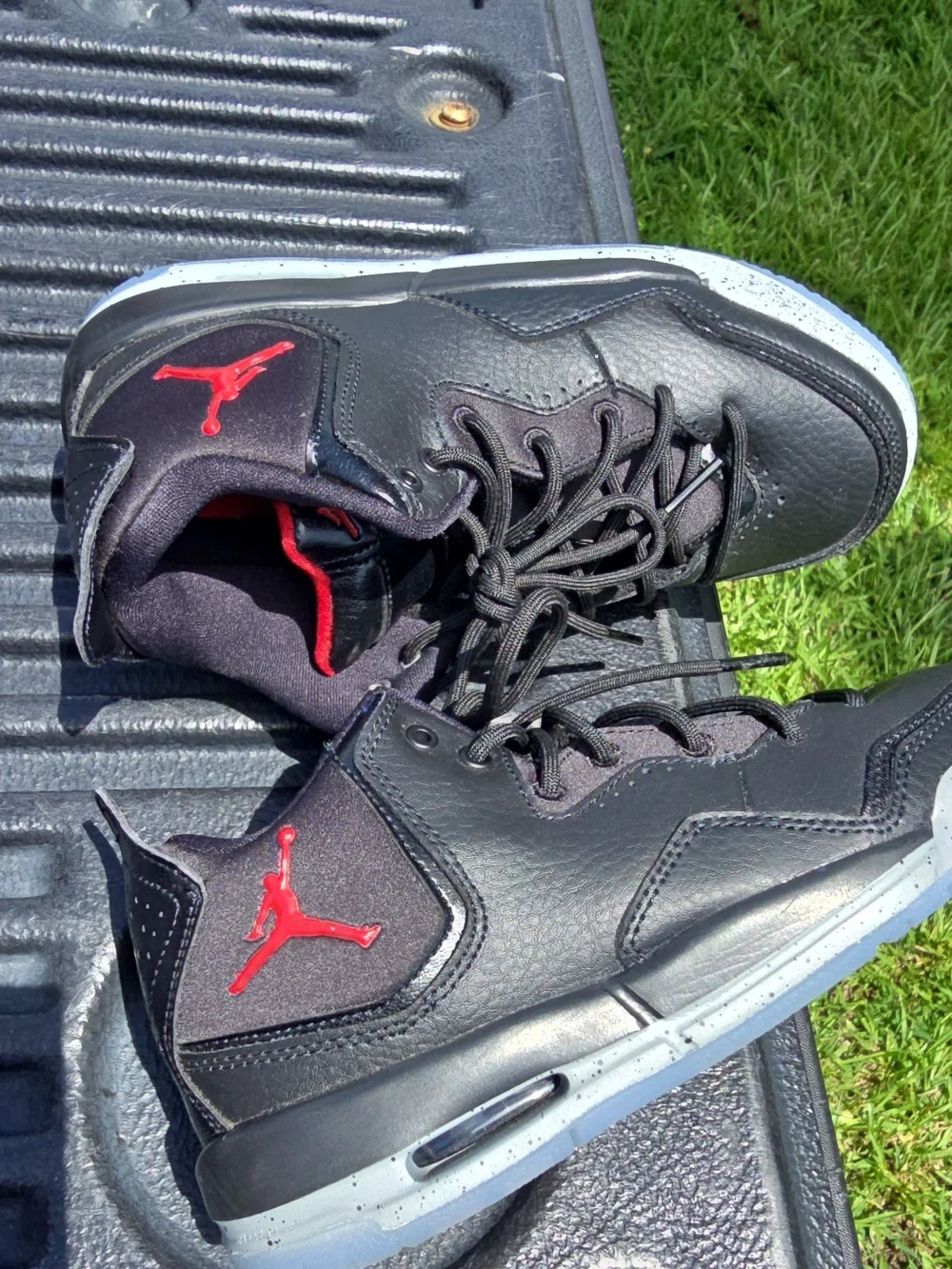 Jordan Black and Red High-Top Basketball Sneakers
